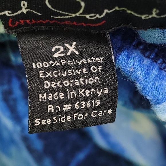 French Laundry Womens Multi Blue Tie Dye Top Size 2X - Picture 5 of 11